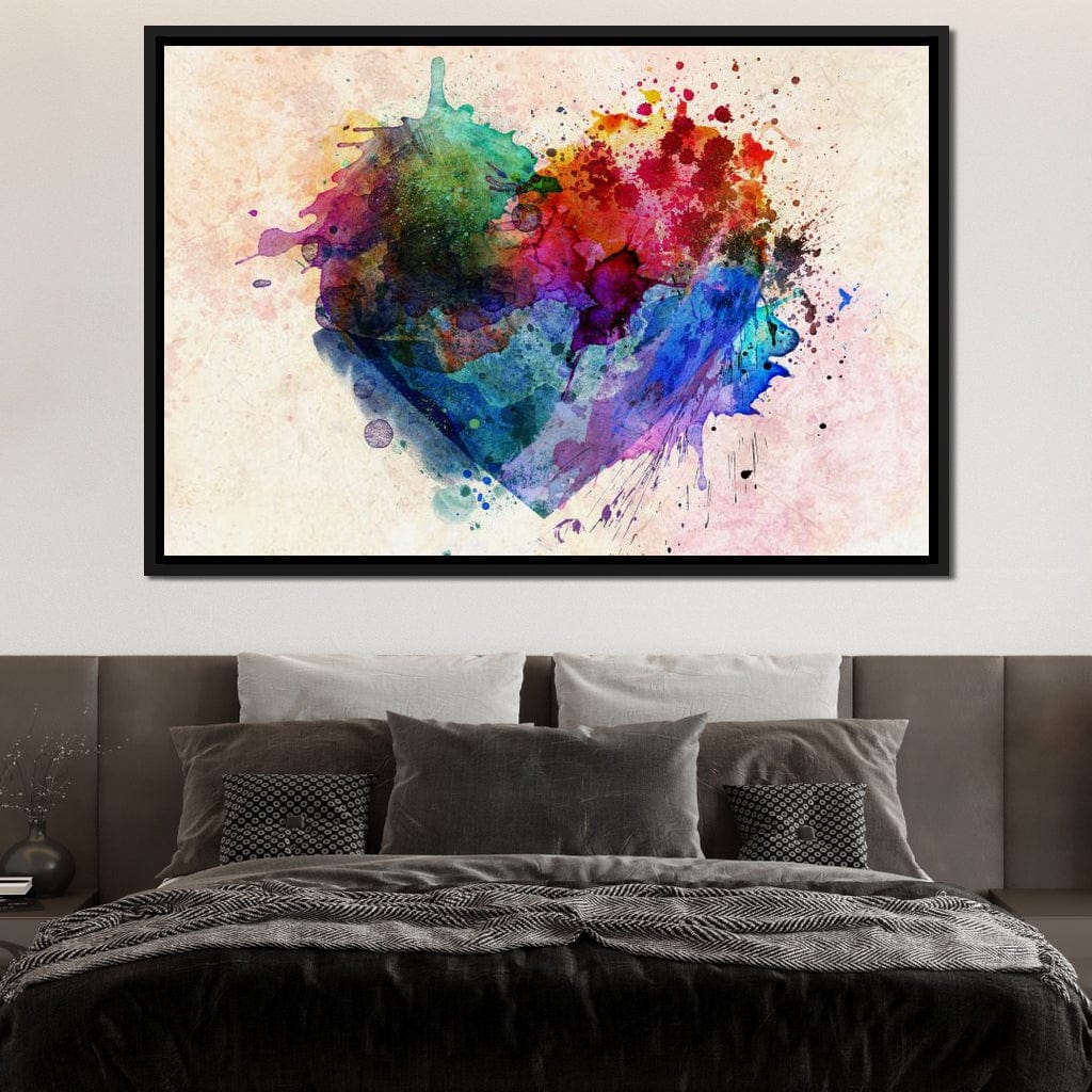 Heart Splash Canvas Wall Art