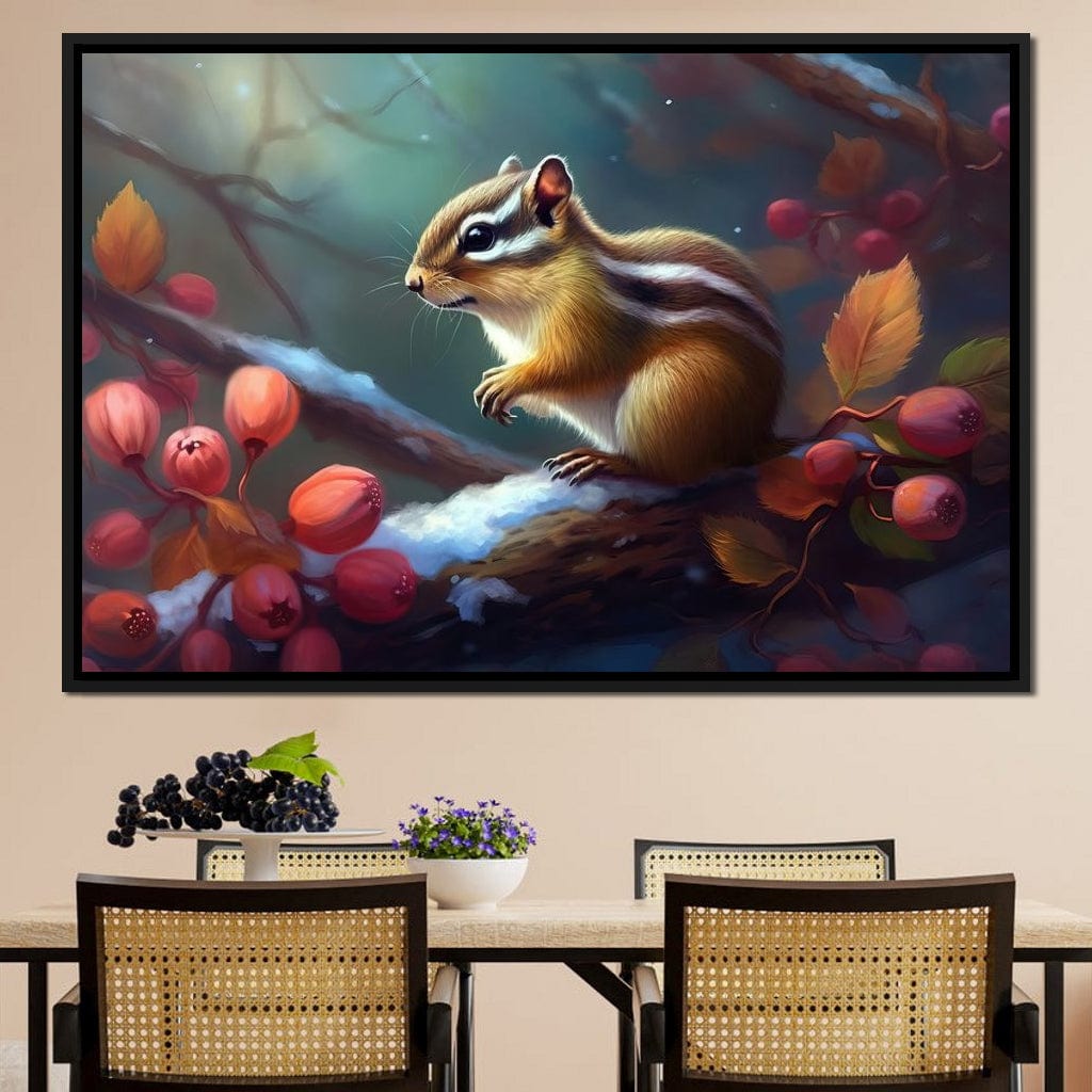 Winter Chipmunk Canvas Wall Art
