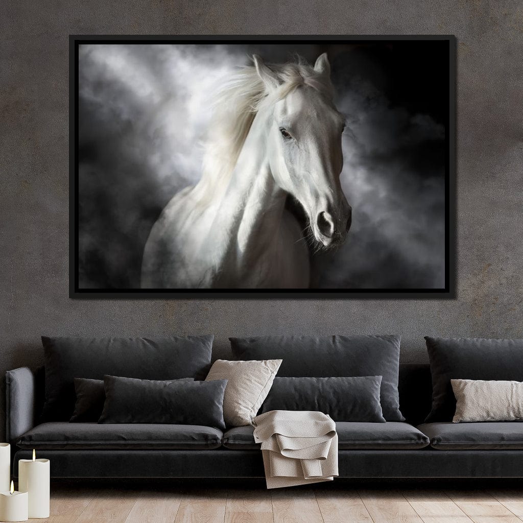 White Stallion Canvas Wall Art