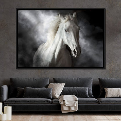 White Stallion Canvas Wall Art