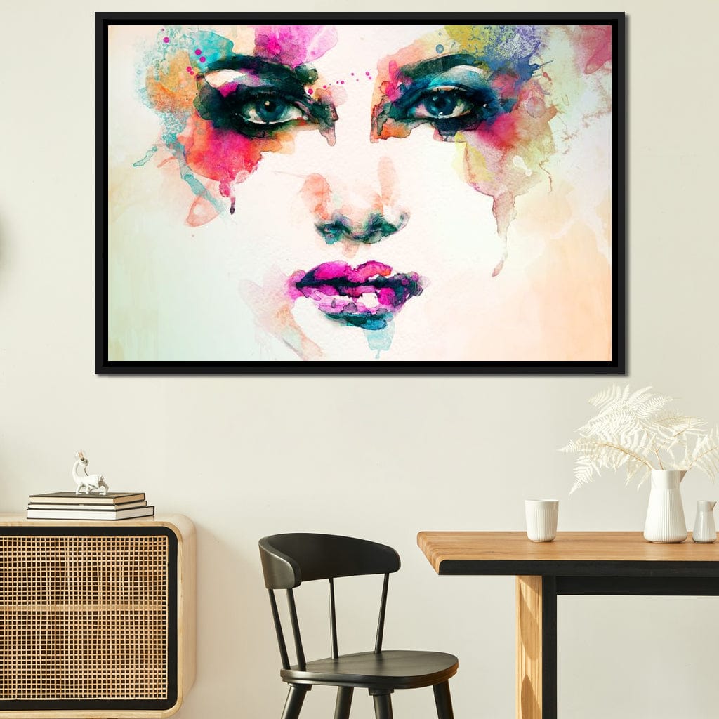 Watercolor Abstract Woman Portrait Canvas Wall Art