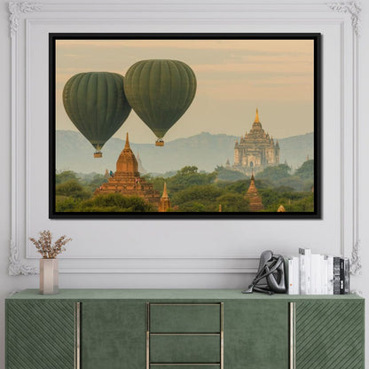 Hot Air Balloon over The Ancient Temples of Bagan Canvas Wall Art