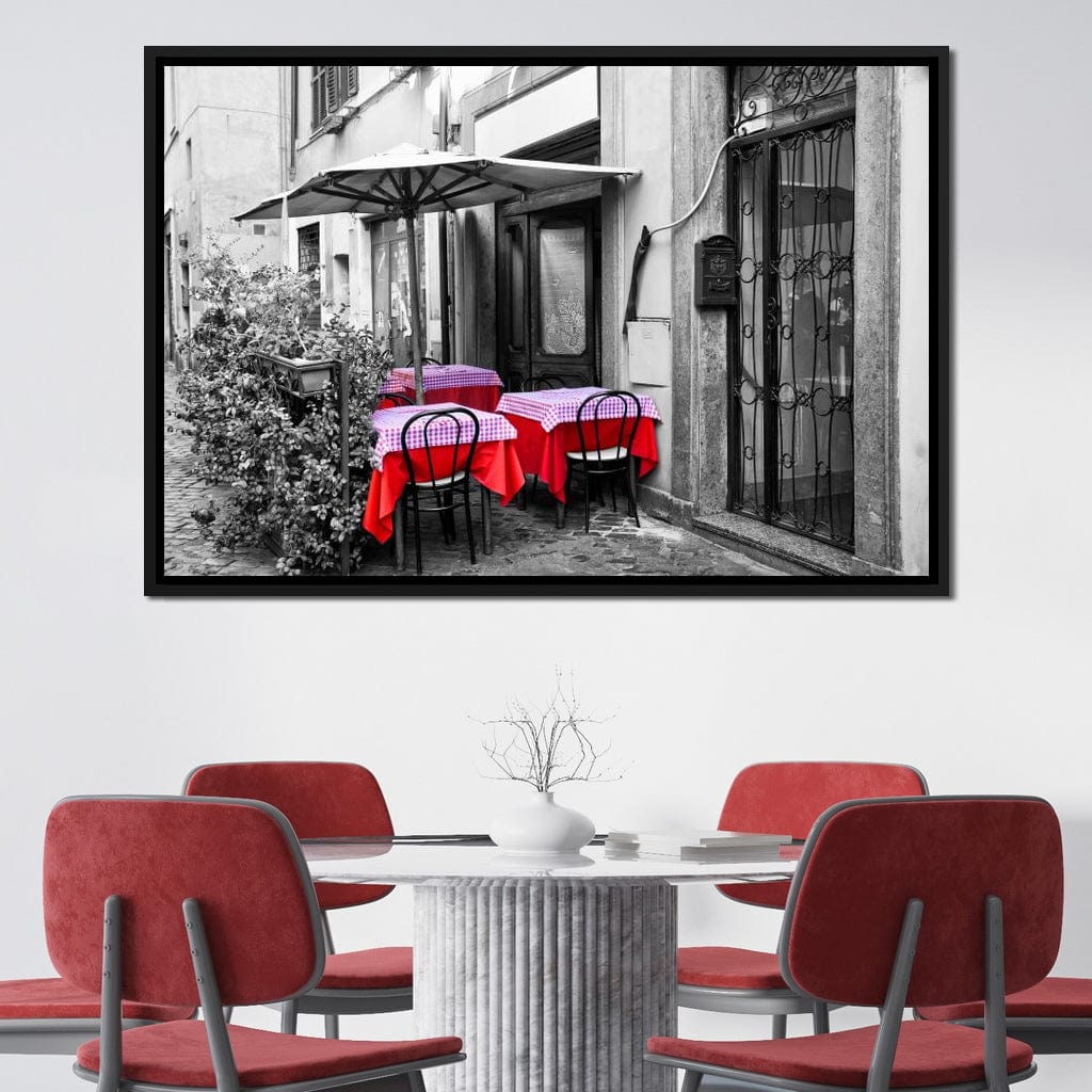 Red Tables In Rome Canvas Wall Art