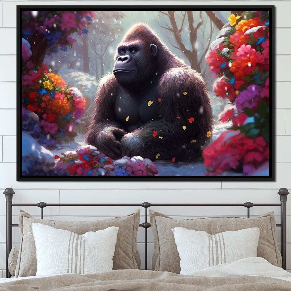 Winter Gorilla Canvas Wall Art