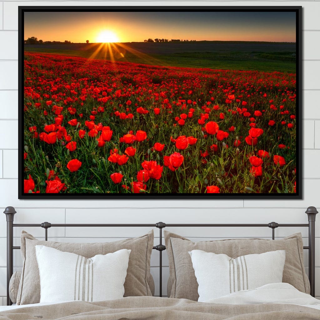 Red Poppies Field Canvas Wall Art