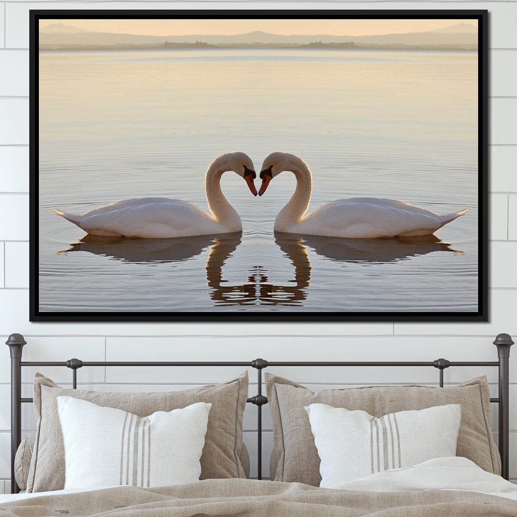 Swans On The Lake Canvas Wall Art