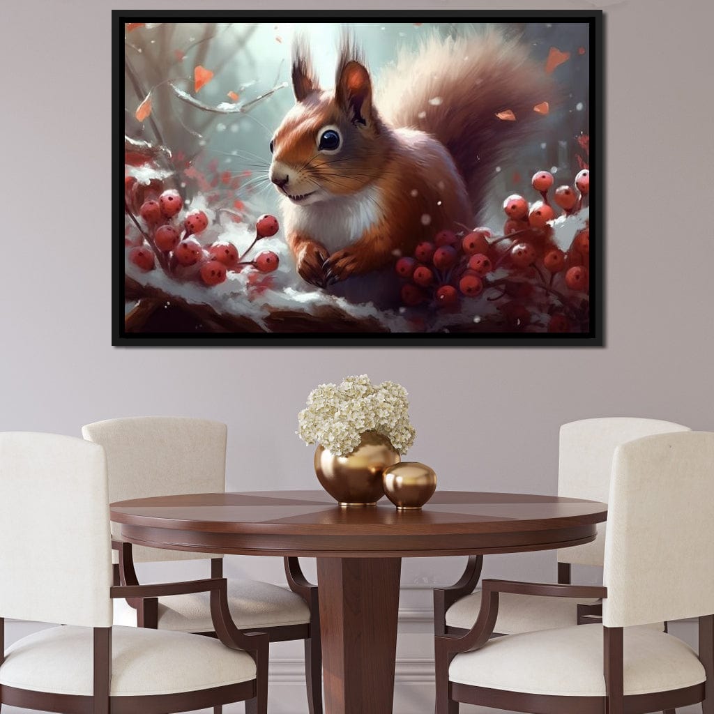 Winter Squirrel Canvas Wall Art