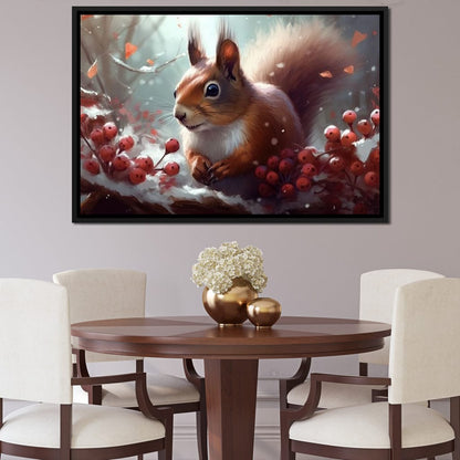 Winter Squirrel Canvas Wall Art