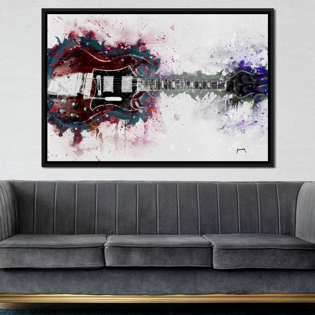 Angus Young's Red Guitar Canvas Wall Art