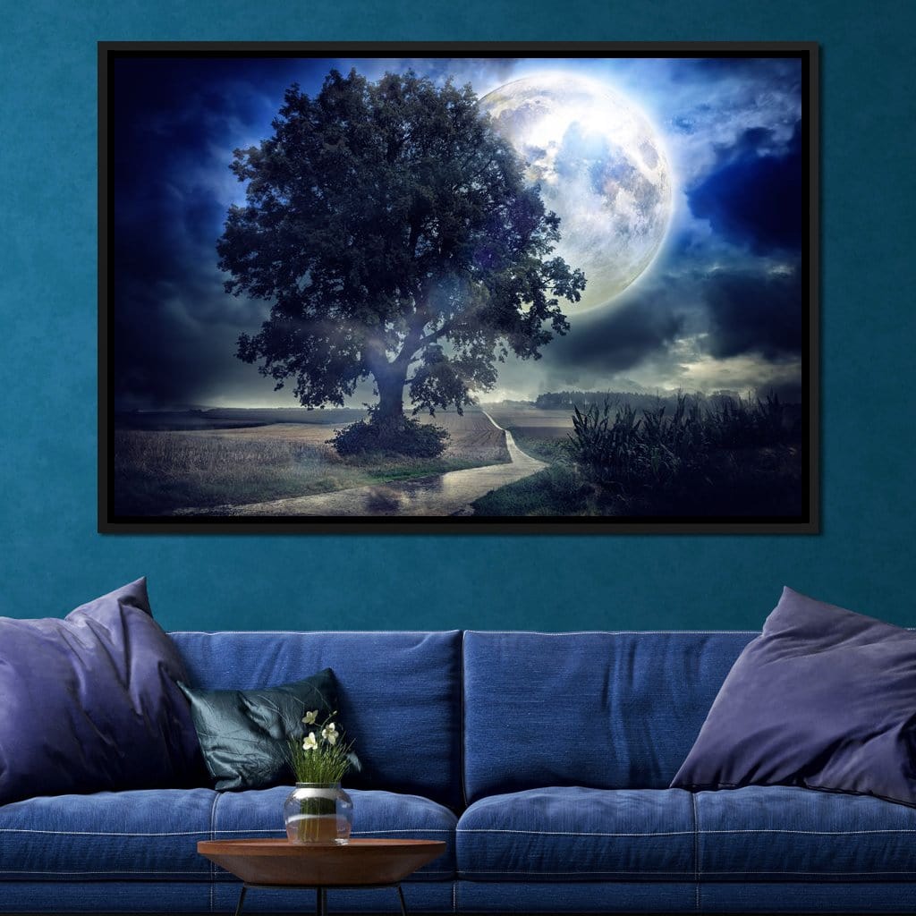 Giant Moon Summer Night Canvas Wall Art