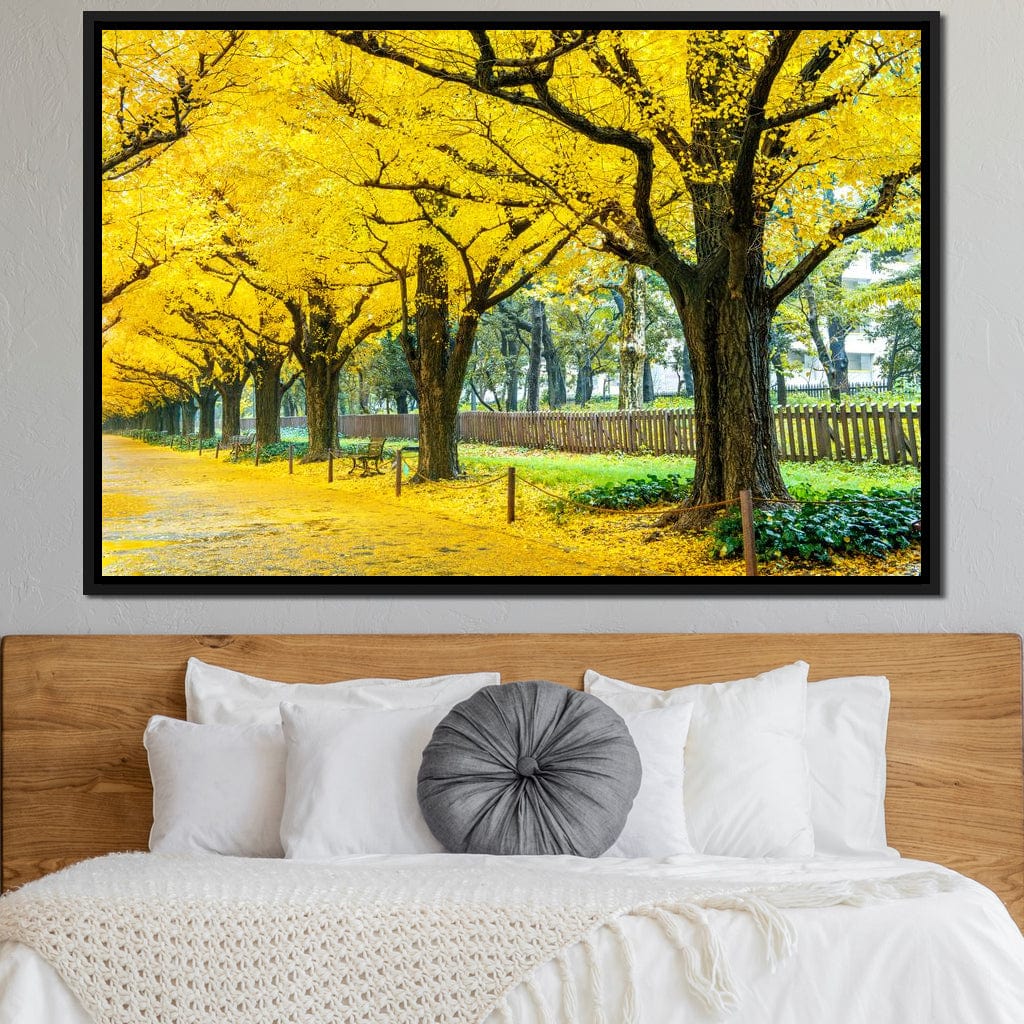 Yellow Ginkgo Trees Canvas Wall Art
