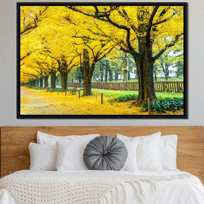 Yellow Ginkgo Trees Canvas Wall Art