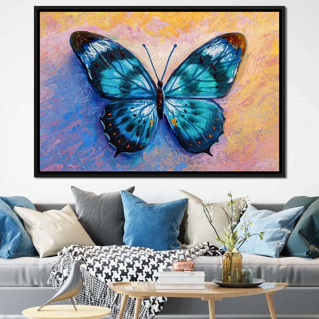 Light Blue Butterfly Canvas Wall Art
