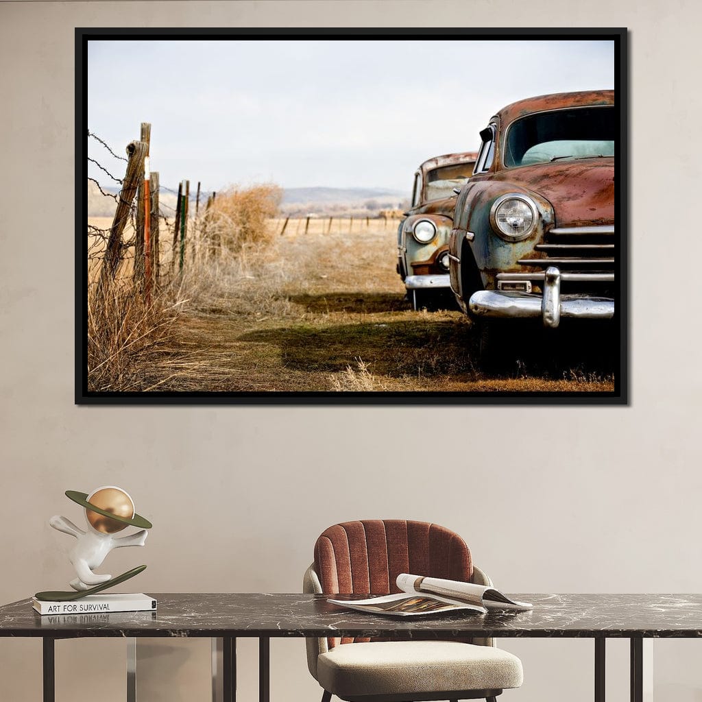 Abandoned Cars Canvas Wall Art