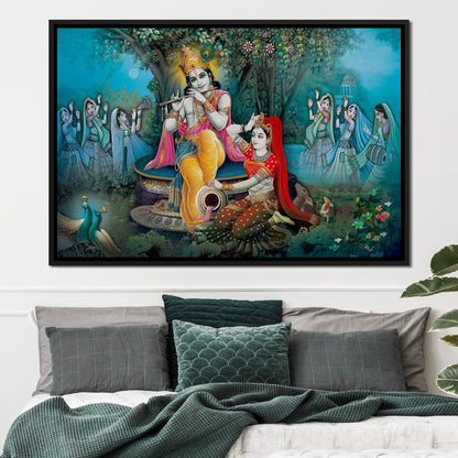 Radha & Krishna Love Tree Canvas Wall Art