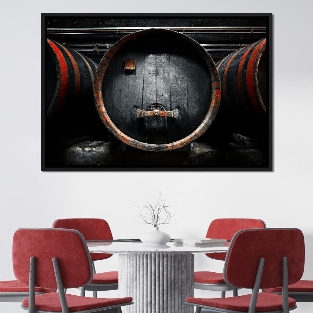 Traditional Wood Barrel Canvas Wall Art