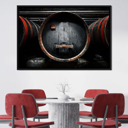 Traditional Wood Barrel Canvas Wall Art