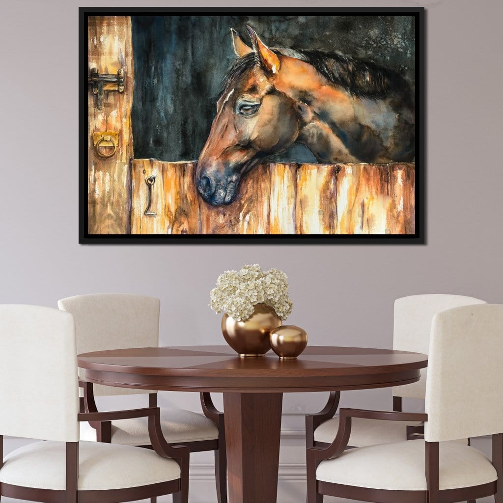 Horse in the Stable Canvas Wall Art