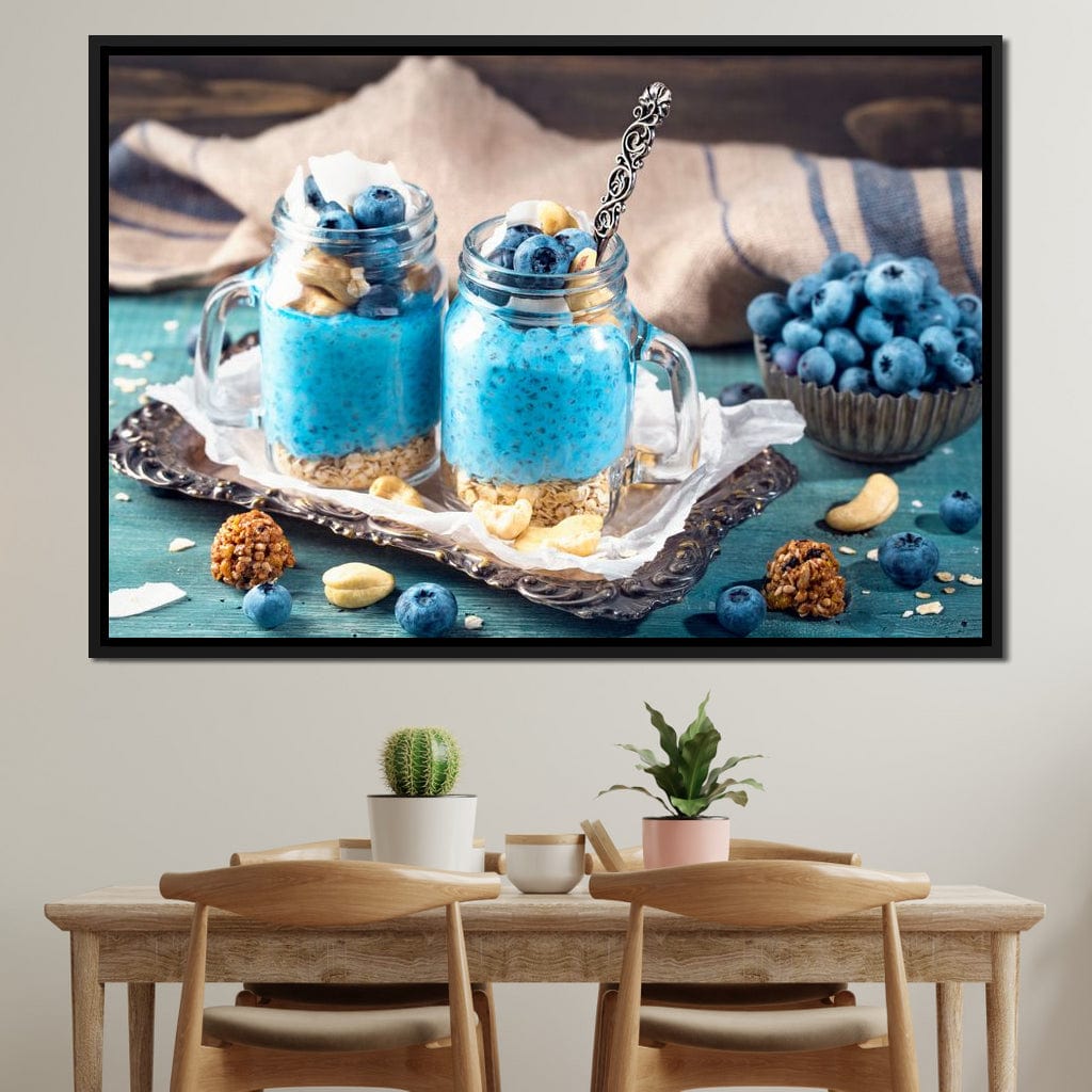 Chia Seeds & Blueberries Pudding Canvas Wall Art