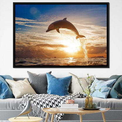 Leaping Dolphin Canvas Wall Art