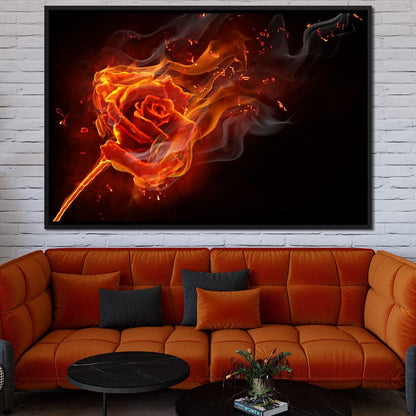 Rose on Fire Canvas Wall Art