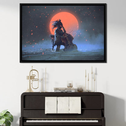 Mysterious Man Playing the Cello Canvas Wall Art