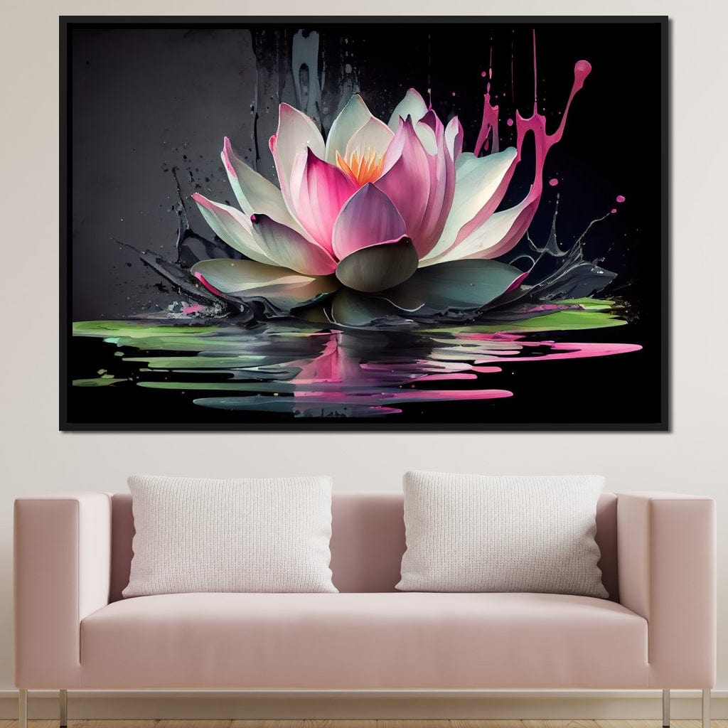 Watercolor Lotus Flower Canvas Wall Art