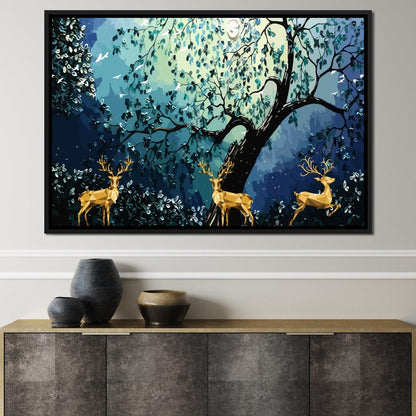 Golden Deers Canvas Wall Art