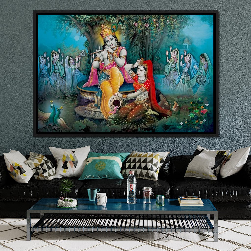Radha & Krishna Love Tree Canvas Wall Art