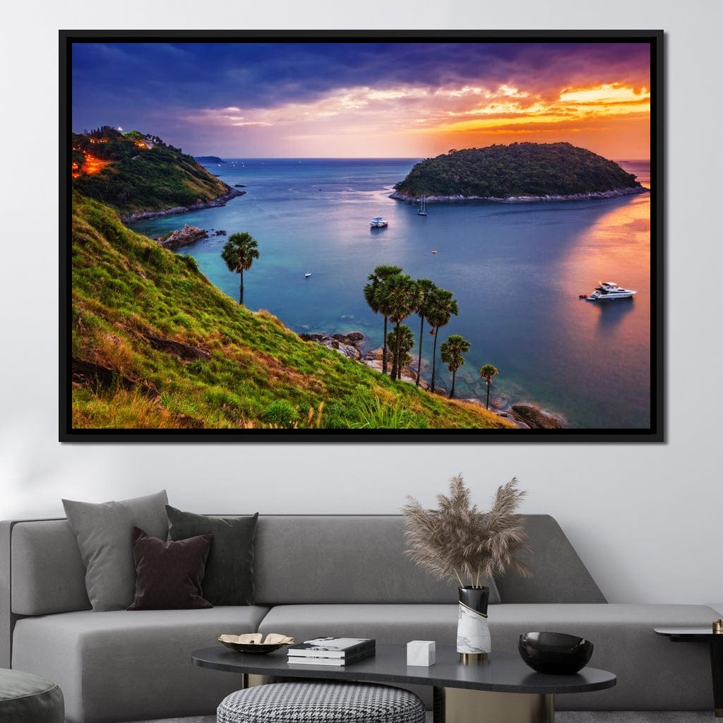 Boats Watching The Sunset Canvas Wall Art
