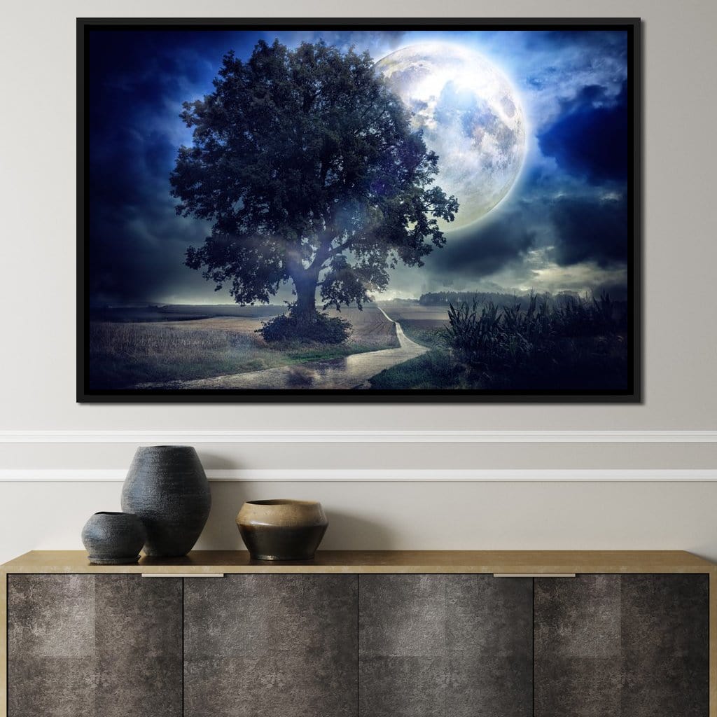 Giant Moon Summer Night Canvas Wall Art