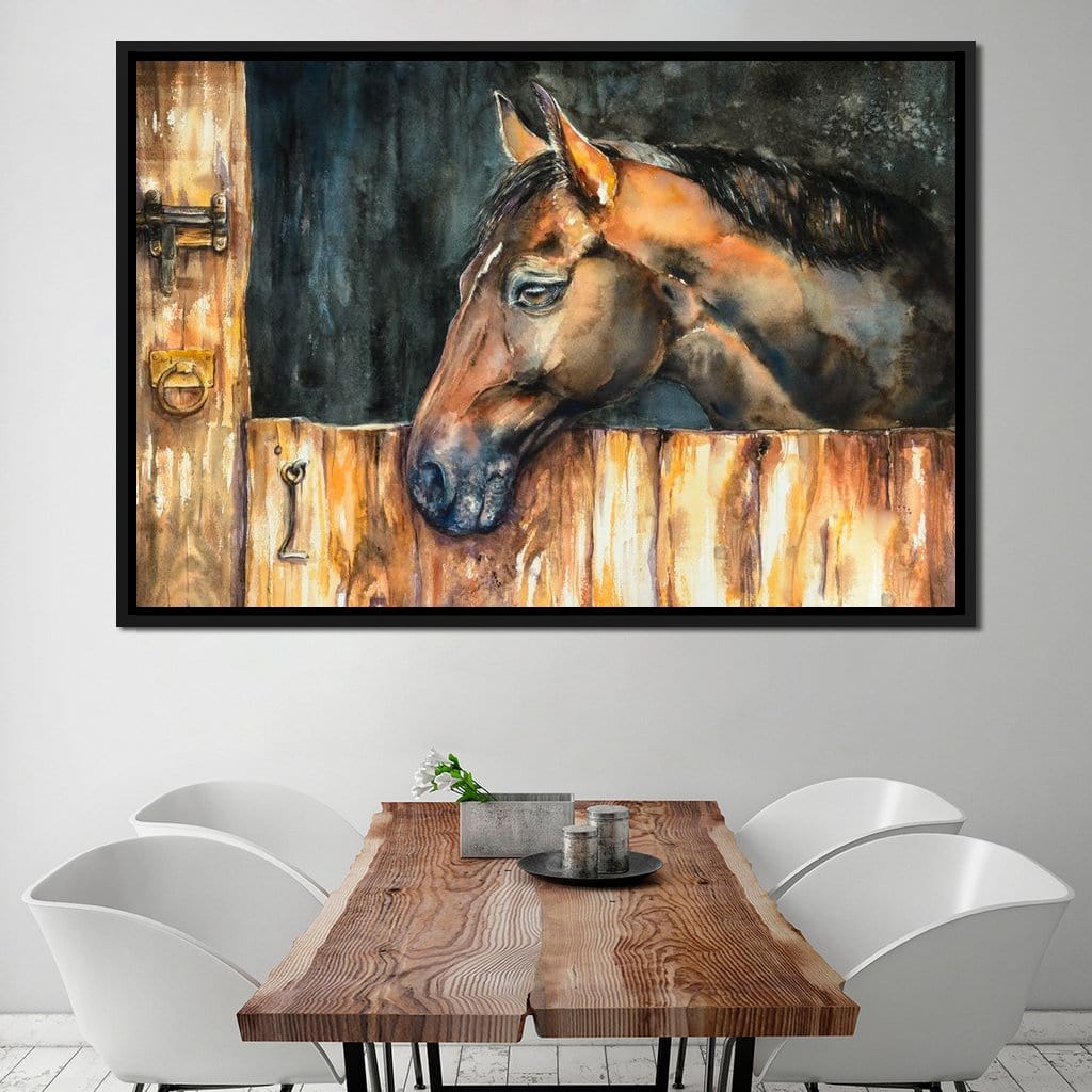 Horse in the Stable Canvas Wall Art