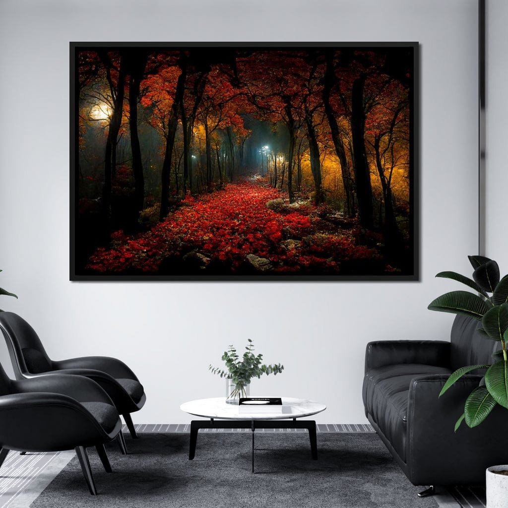 Beautiful Forest at Night Canvas Wall Art