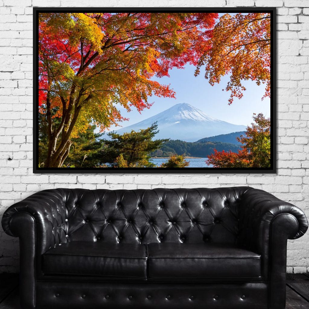 Autumn Trees by Mount Fuji Canvas Wall Art