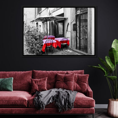 Red Tables In Rome Canvas Wall Art