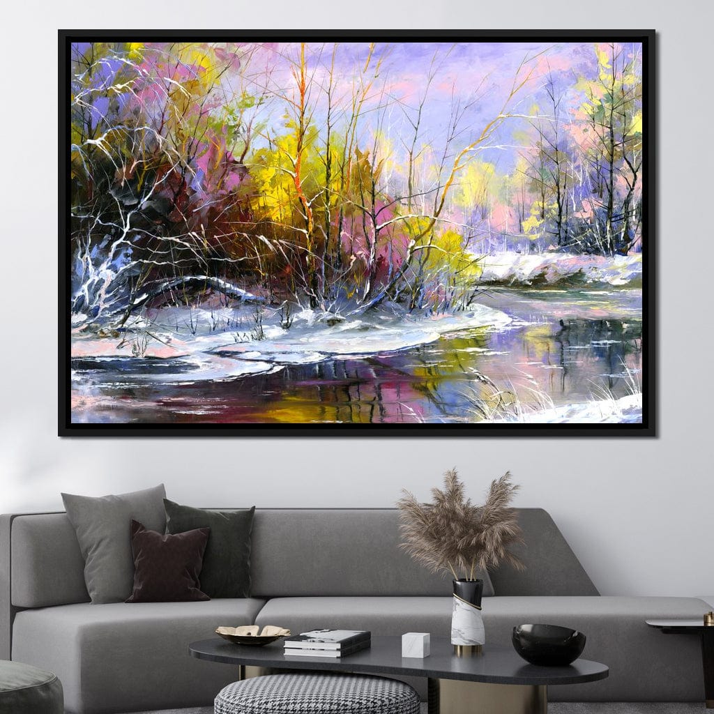 Winter Stream Canvas Wall Art