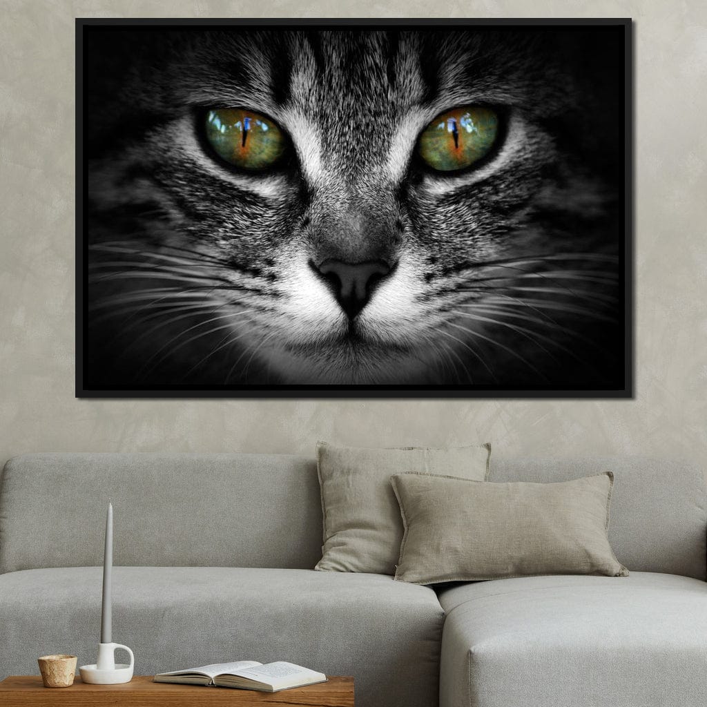Green Eyed Cat Canvas Wall Art