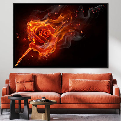 Rose on Fire Canvas Wall Art
