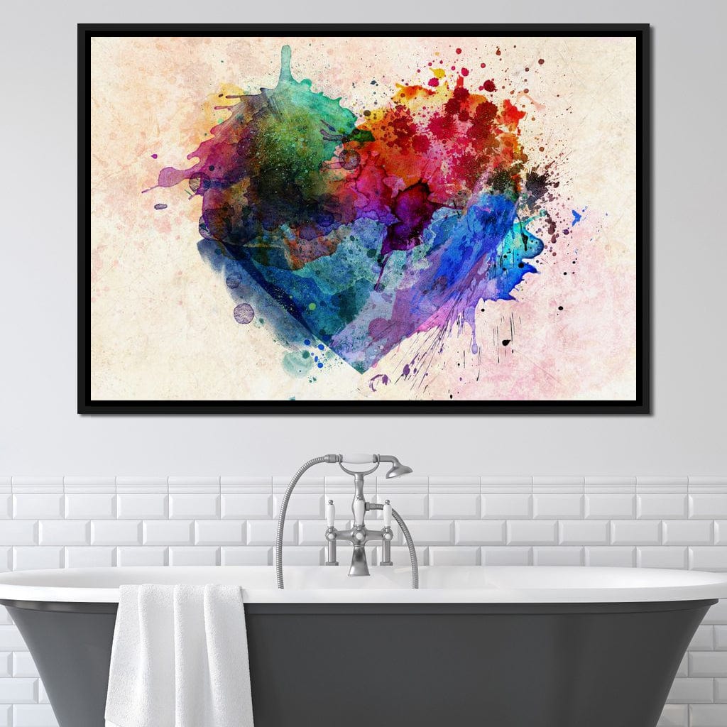 Heart Splash Canvas Wall Art