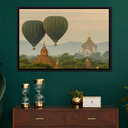 Hot Air Balloon over The Ancient Temples of Bagan Canvas Wall Art