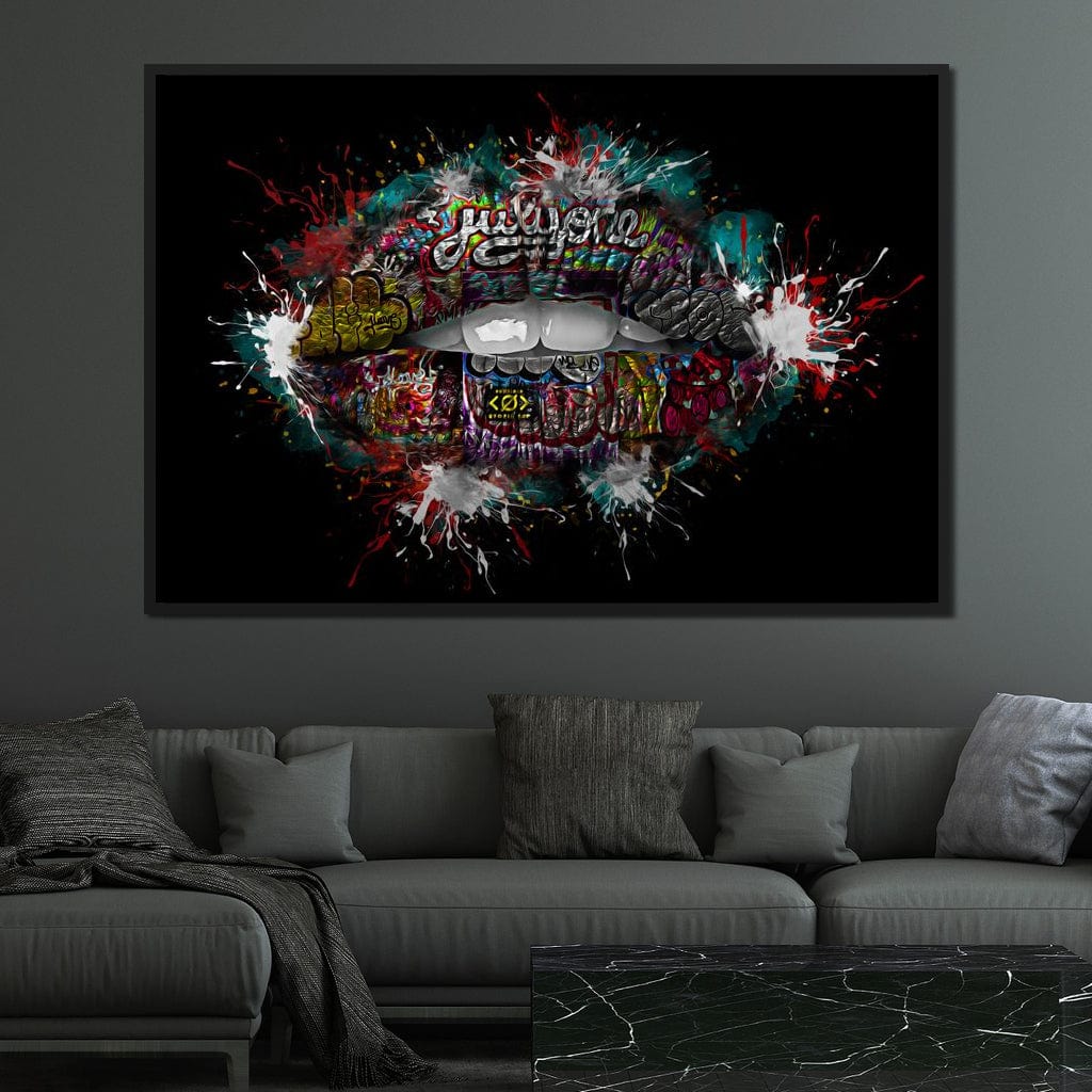 Graffiti Lips Canvas Wall Art