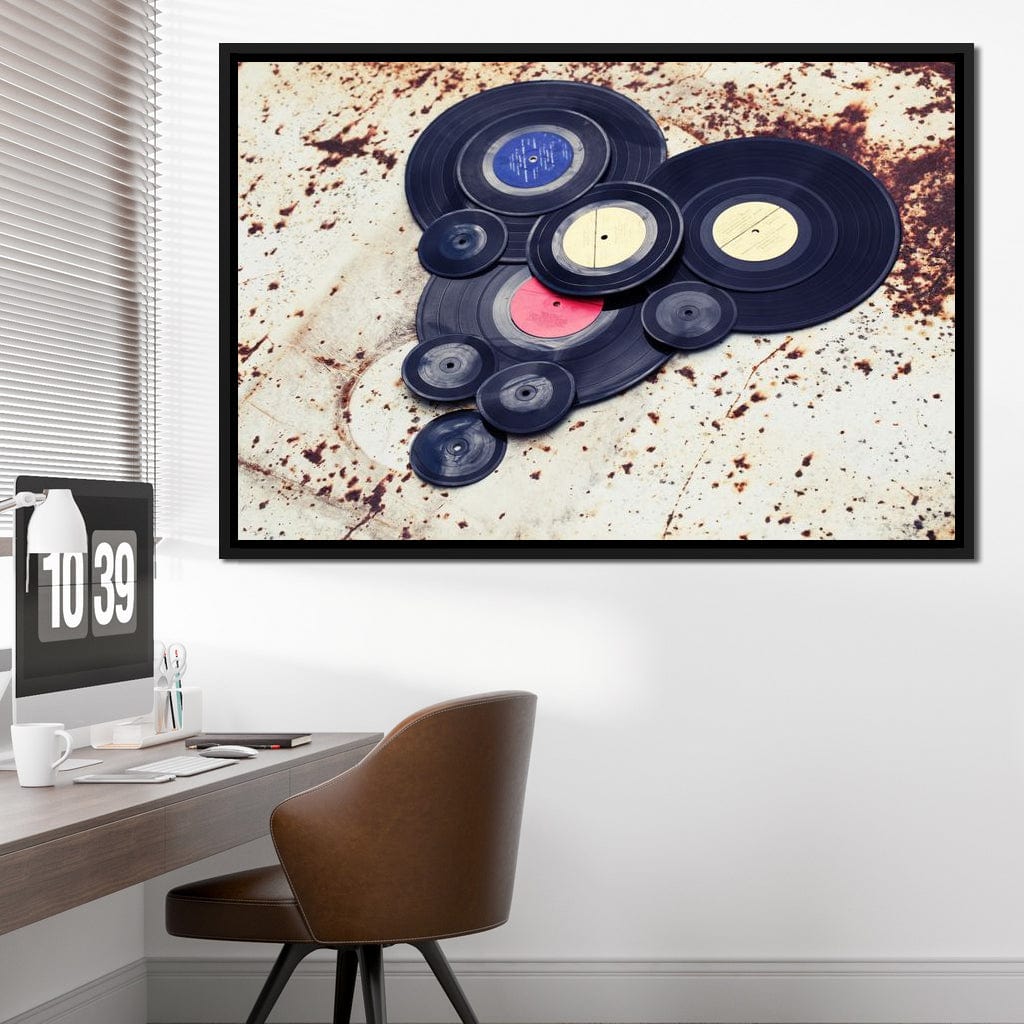 Heart Shaped Vinyl Records Canvas Wall Art