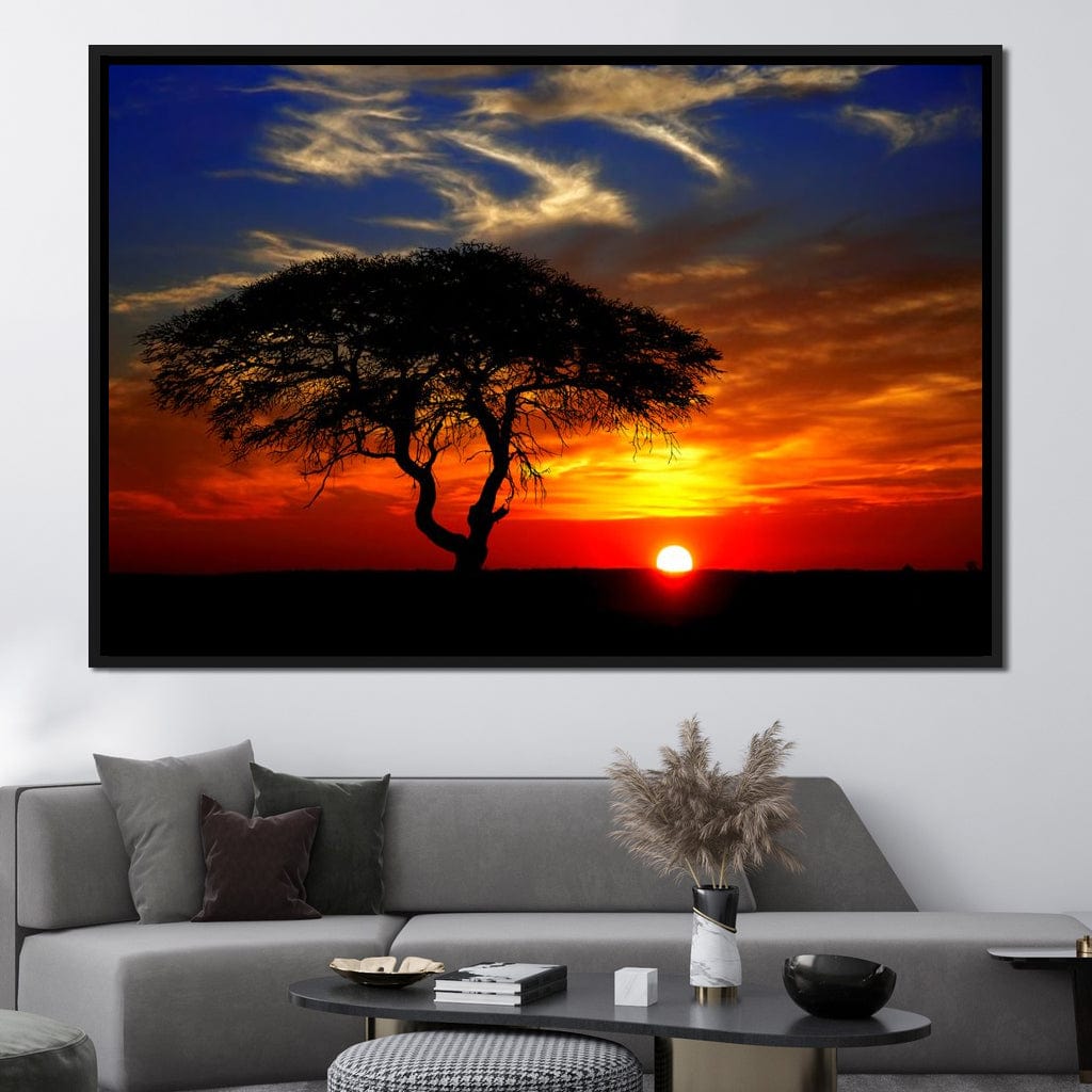 African Landscape Sunset Canvas Wall Art