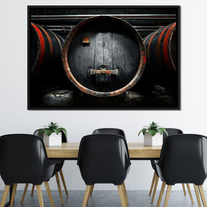 Traditional Wood Barrel Canvas Wall Art
