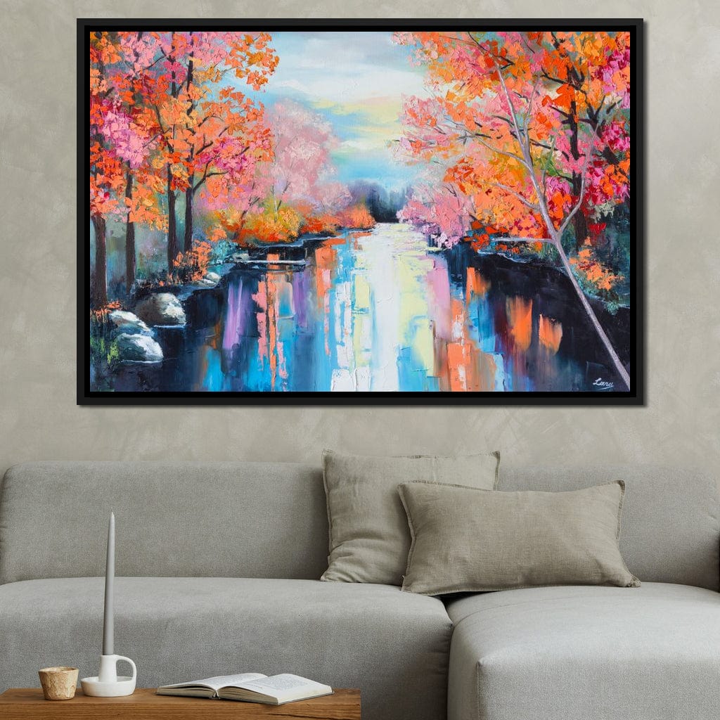 Autumn Stream Pastel Canvas Wall Art