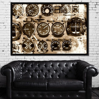 Retro Airplane Instruments Canvas Wall Art