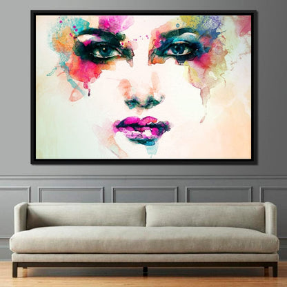 Watercolor Abstract Woman Portrait Canvas Wall Art
