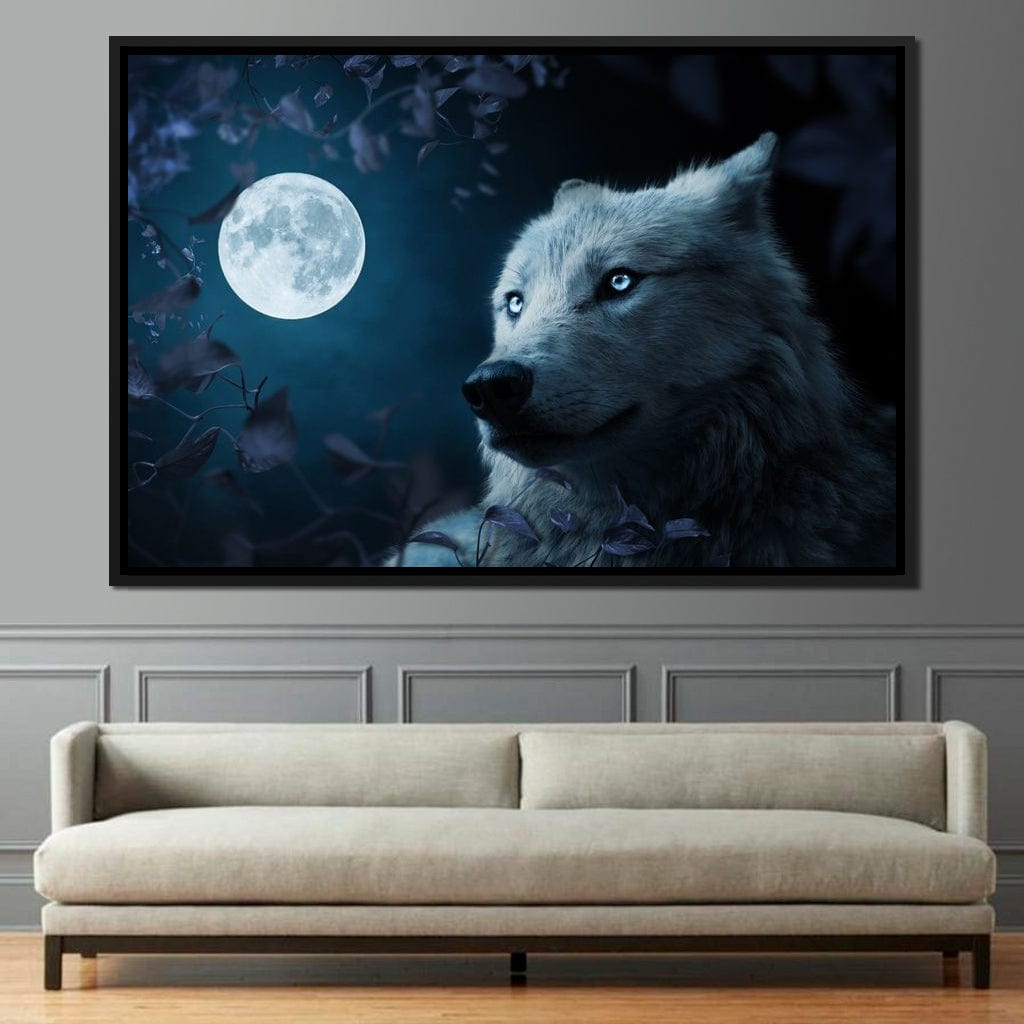 Wolf Full Moon Canvas Wall Art