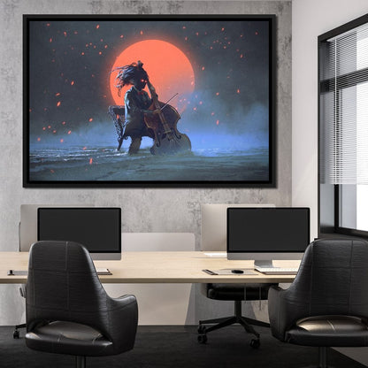 Mysterious Man Playing the Cello Canvas Wall Art