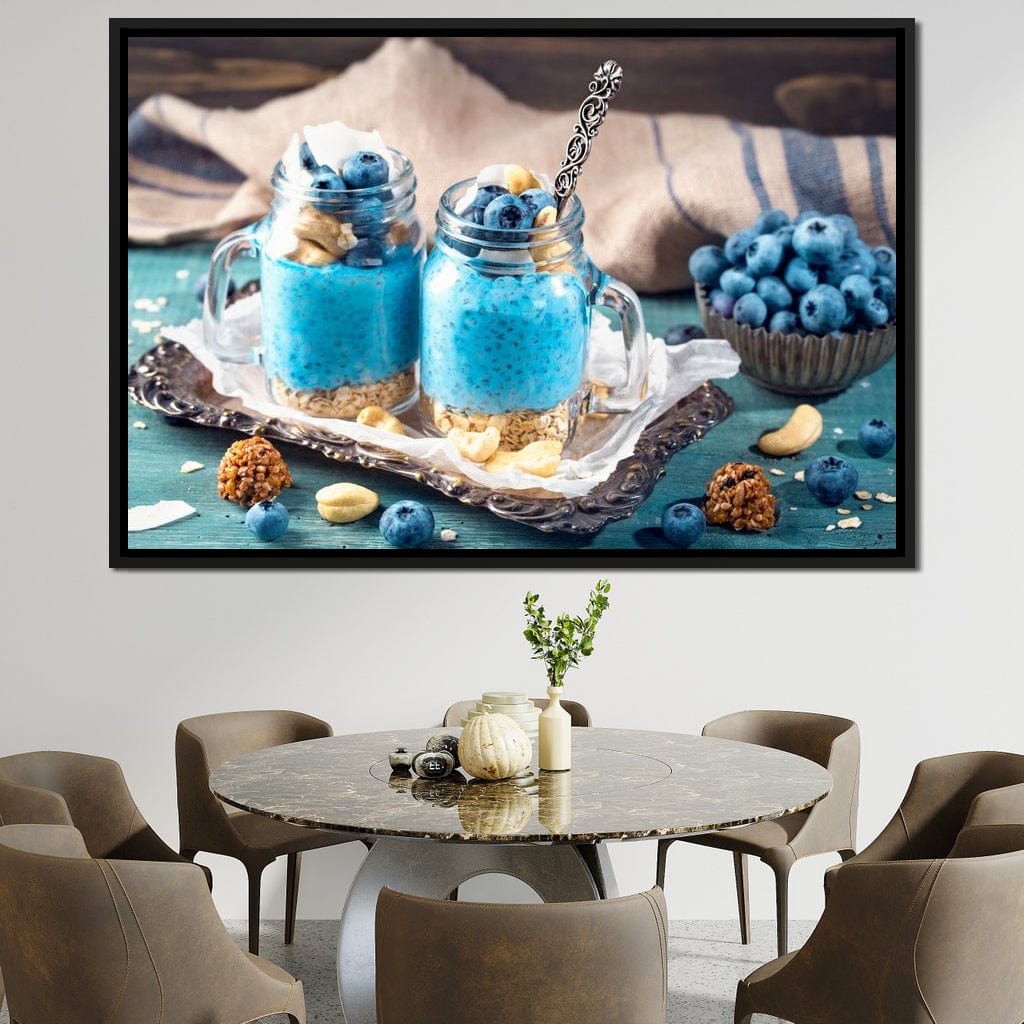 Chia Seeds & Blueberries Pudding Canvas Wall Art